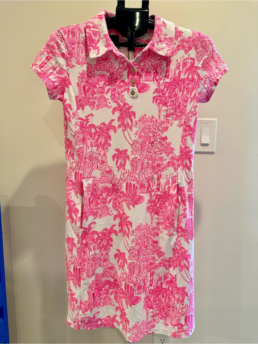 Lilly Pulitzer Frida Scallop Polo Dress Resort White PB Anniversary Toile